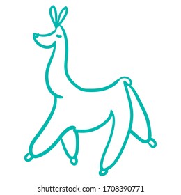 cute silhouette of the Lama's body in one line drawn by hand in profile