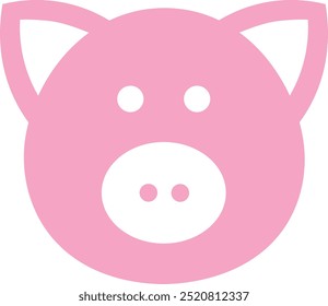 cute silhouette pink pig vector