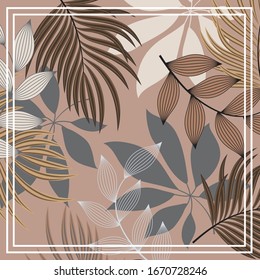 cute silk scarf with leaves vector