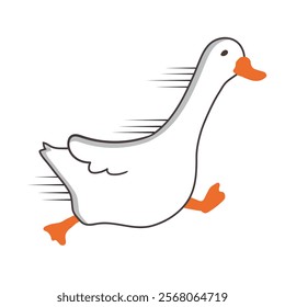 Cute silly Cartoon Goose Vector Illustration , Minimalist Style.Perfect for logo, greeting card and wrapping paper. Vector illustration in flat cartoon style.