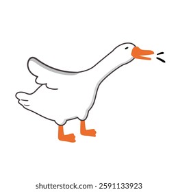 Cute silly Cartoon Goose Vector lllustration ,HONK HONK, Minimalist Style.Perfect forlogo, greeting card and wrapping paper.Vector illustration in flat cartoonstyle.