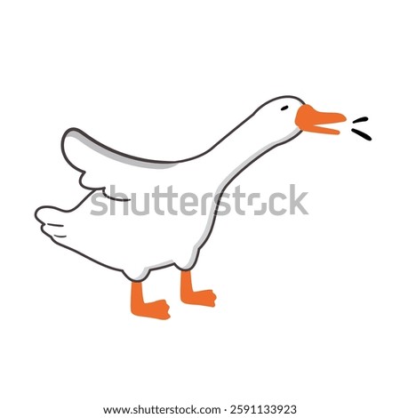 Cute silly Cartoon Goose Vector lllustration ,HONK HONK, Minimalist Style.Perfect forlogo, greeting card and wrapping paper.Vector illustration in flat cartoonstyle.