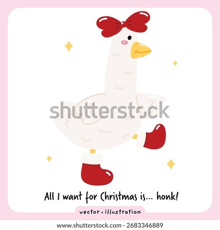 Cute silly goose Christmas vector illustration