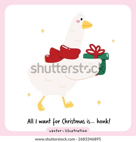 Cute silly goose Christmas vector illustration