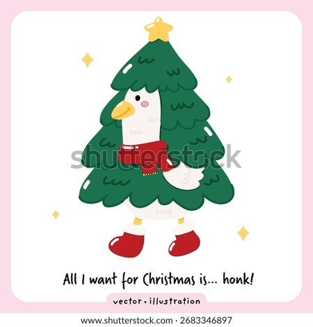 Cute silly goose Christmas vector illustration