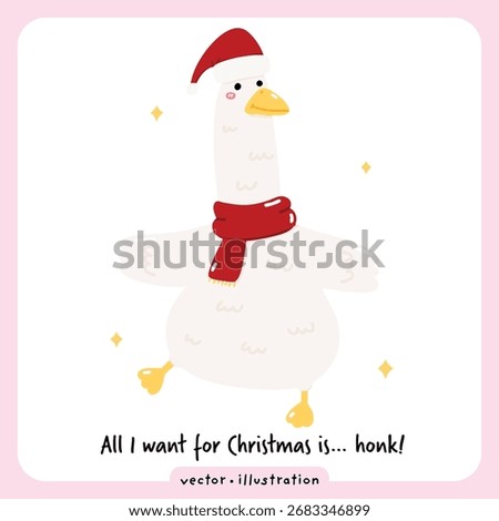 Cute silly goose Christmas vector illustration