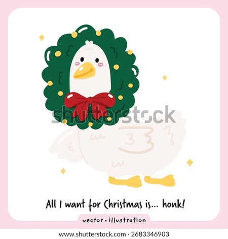 Cute silly goose Christmas vector illustration