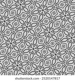 Cute silver floral pattern on gray white background