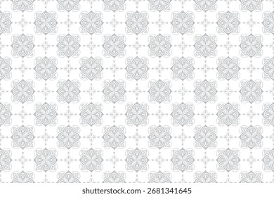Cute silver floral pattern on a white background