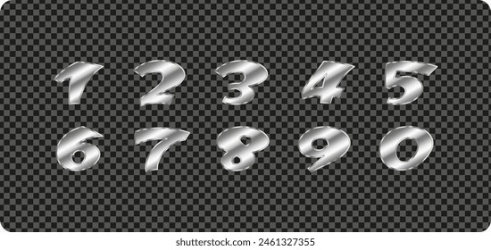 Cute Silver metallic gradient numbers on black background