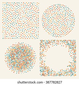 Cute and simple abstract vector background with colorful rounded symbols. Party celebration festival round and square design elements and backgrounds filled with rounded triangles. ?onfetti background