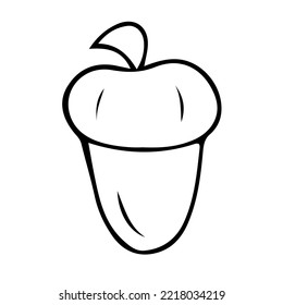 Cute Simple Acorn, Doodle Vector Illustration.