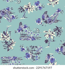 Cute and simple Aloha shirt seamless pattern,