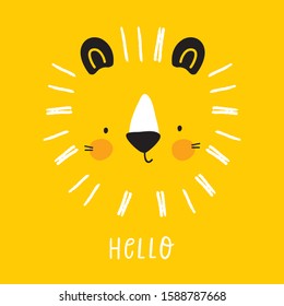Cute simple animal portraits - lion. Great for designing baby clothes.