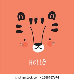 Cute simple animal portraits - tiger. Great for designing baby clothes.