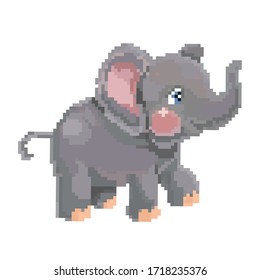 cute simple animals heads - elephant. Сartoon Portrait with Flat Design. Vector illustration