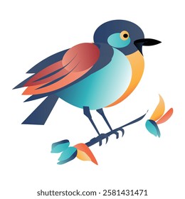 Cute Simple Bird Vector Illustration