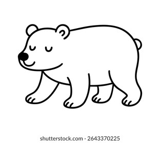 Cute, simple black outline vector illustration of a bear. Ideal for children's designs, nature themes, educational materials, or a friendly animal graphic element.