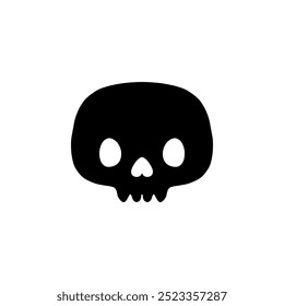 Design simples bonito crânio preto ilustração em fundo branco. Ícone do Halloween.