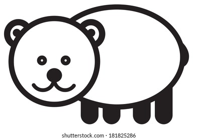Cute simple black and white bear for icon