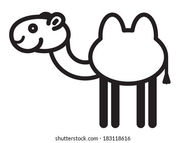 Cute simple black and white camel