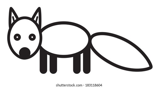 Cute simple black and white fox