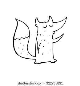 cute simple black and white line drawing cartoon  fox