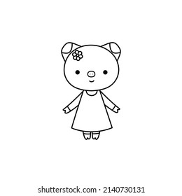 Cute simple black and white pig