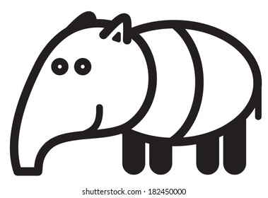 Cute simple black and white tapir for icon