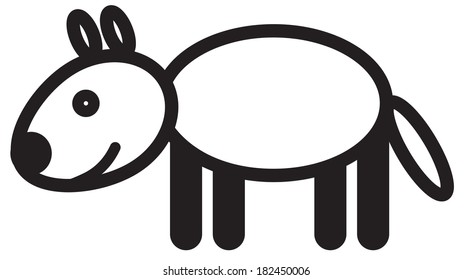 Cute simple black and white wolf for Icon