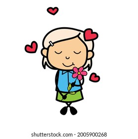Cute Simple Blonde Girl closed eyes in love