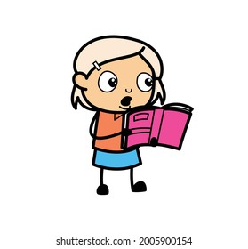 Cute Simple Blonde Girl reading book loudly