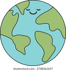 Cute simple blue earth character