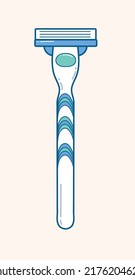 Cute simple blue green disposable razor with different angle in vector flat illustration art design