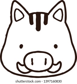 Cute and simple boar line art