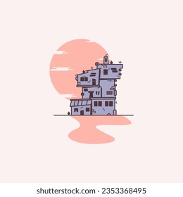 cute simple building flat design