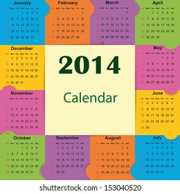 Cute and simple calendar on 2014 year