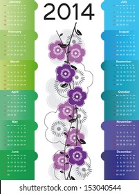 Cute and simple calendar on 2014 year