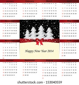 Cute and simple calendar on 2014 year