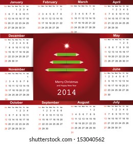 Cute and simple calendar on 2014 year