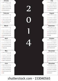 Cute and simple calendar on 2014 year