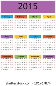 Cute and simple calendar on 2015 year