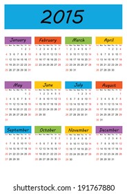 Cute and simple calendar on 2015 year