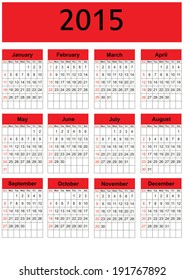 Cute and simple calendar on 2015 year