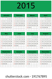 Cute and simple calendar on 2015 year