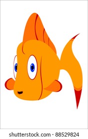 Cute simple cartoon flat fish. Only flat colors isolated on white. Easy editable layered vector illustration.