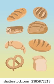 cute and simple cartoon illustration of bread