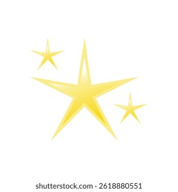 A cute and simple cartoon illustration featuring three yellow starburst shapes of varying sizes, representing sparkles or shine