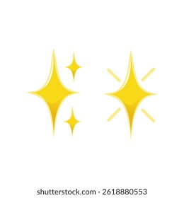 A cute and simple cartoon illustration featuring three yellow starburst shapes of varying sizes, representing sparkles or shine