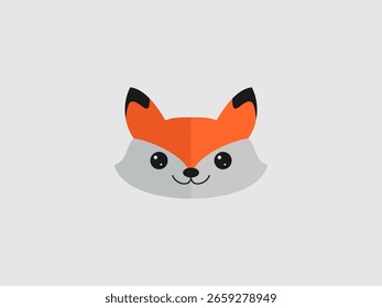 Um desenho animado bonito e simples ilustração de um rosto de raposa